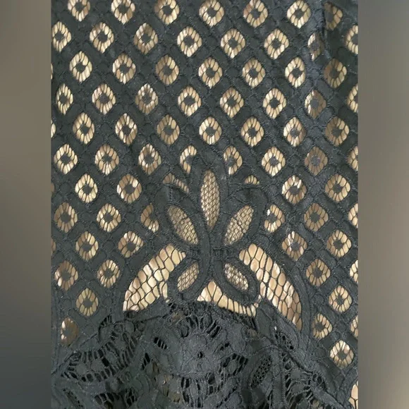 🖤 Current Air Anthropologie black embroidered lace ruffled midi skirt sz S - Picture 2 of 13